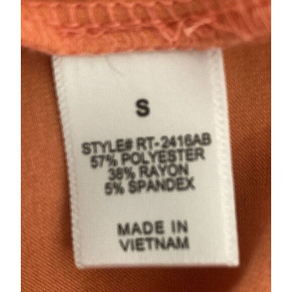 *Zenana Orange Chevron Color Block Casual Knit Short Sleeve Women's Top Small - Picture 7 of 8